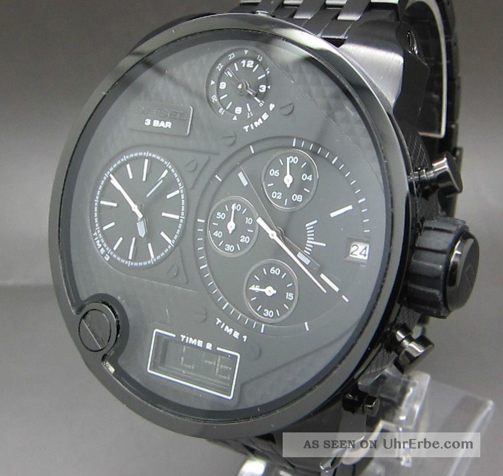 Silber Diesel Sba Big Daddy Chronograph 4zeitzone Chronograph Stoppuhr Uhr