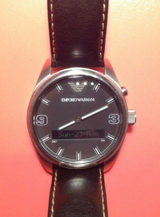 Emporio Armani Herren - Armbanduhr Global Time Weltzeit World Timer Leder,  Ar 0511 Bild