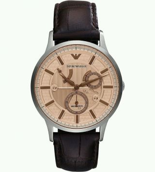 Armani Herren 41mm Chronograph Automatik Braun Leder Armband Uhr Ar4660 Bild