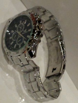Klassische Herren Armbanduhr Military - Watch Chronograph Look Blau - Silber Bild
