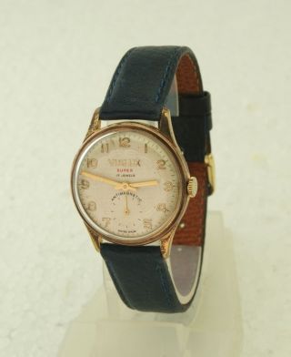 Alte Vialux Herren Armbanduhr Uhr 17 Jewels Mechanisch Vergoldet Swiss Bild