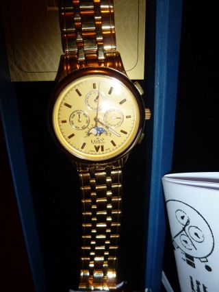 Designer Luxus Schweizer Herrenuhr Gold 585,  Eden,  Swiss Made,  Uhr,  Ovp G Bild