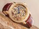 Laurine Kairo Gold Herren Skelett Armbanduhr Mech Handaufzug Kristalle Leder Armbanduhren Bild 1