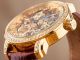 Laurine Kairo Gold Herren Skelett Armbanduhr Mech Handaufzug Kristalle Leder Armbanduhren Bild 3