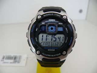 Casio Ae - 2000w 3199 World Time Led Herren Armbanduhr Alarm Wecker 20 Atm Watch Bild