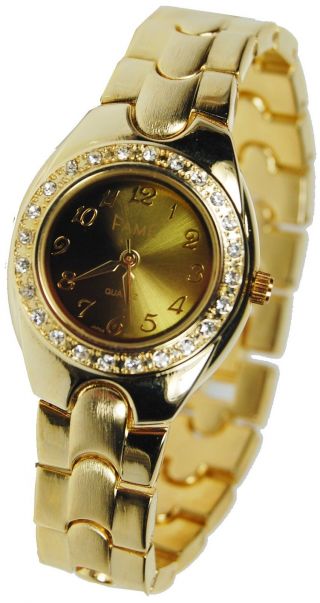 Damenuhregold Luxus Strass Damenuhr Goldene Armbanduhr Bicolor D.  G.  U. Bild