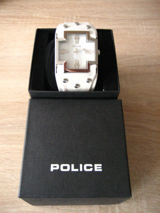 Police Glory Armbanduhr Weiß Leder Uhr Top Neuwertig Bild