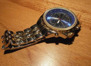 Xxl Jay Baxter Herrenuhr,  Edelstahl Armband,  Metall Silber Gold,  Blau 48 Mm Bild