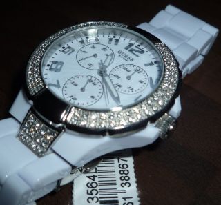Guess Damen Uhr Armbanduhr Prism Weiß Mit Kristallsteine W13564l1 Luxus Ovp Bild