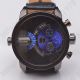 Trend Oulm Mega Xxl Dual Zeit Analog Quarz Uhr Herren Damen Leder Armbanduhr Armbanduhren Bild 1