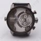 Trend Oulm Mega Xxl Dual Zeit Analog Quarz Uhr Herren Damen Leder Armbanduhr Armbanduhren Bild 2