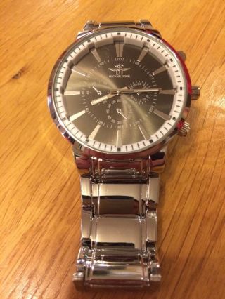 Herren Armband Uhr Silber Schwarz Quarz Armbanduhr Trend Mode Watch Design Bild