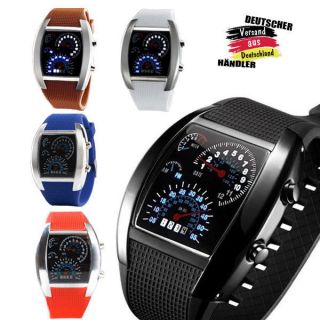 Led Tacho Design Uhr Racer Designer Watch Unisex Clock Armbanduhr Farben Bild