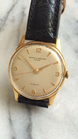 Baume Mercier Geneve 18k 0,  750 Vollgold Uhr Herrenuhr Vintage Swiss Watch Bild