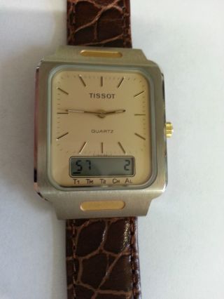 Tissot Two Timer Alarm Chronograph Stahl - Gold T - Swiss - T Neuwertig Aus Sammlung Bild