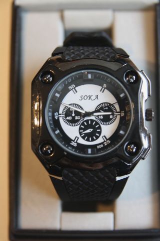 Armbanduhr Modern Schwarz Silikonarmband Soka Analog Unisex Bild