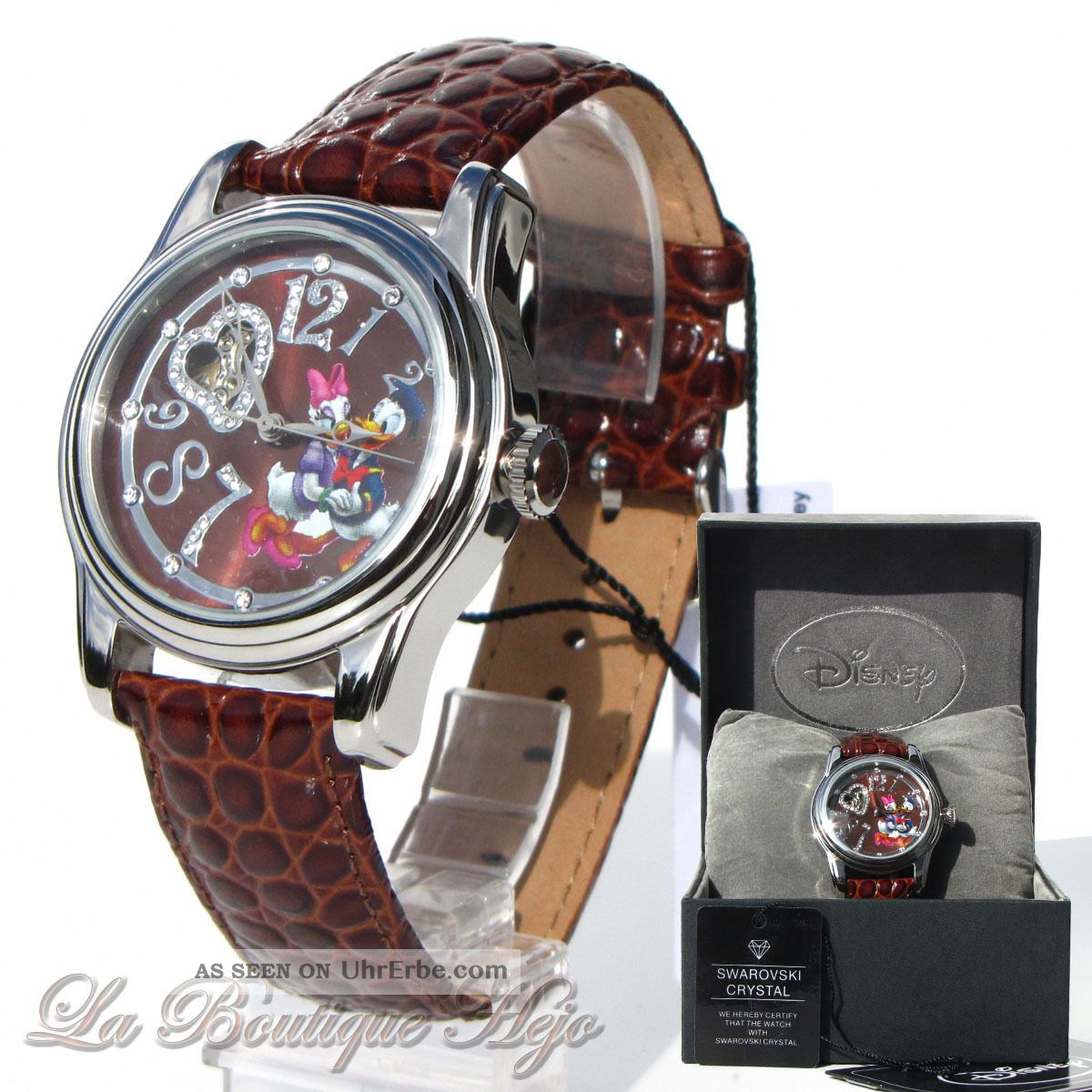 Disney Armbanduhr Daisy & Donald Automatik,  Edelstahl,  Leder,  Swarovski Crystal Armbanduhren Bild