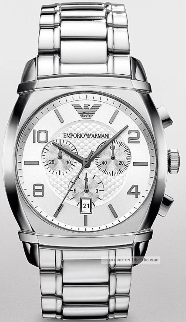Emporio Armani Ar0350 Herren Uhr Edelstahl Silber Uvp 359, - Box