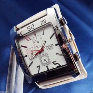 Armbanduhr Herren Damen Weiss Mit Kunst - Lederarmband Diesel Time Bild