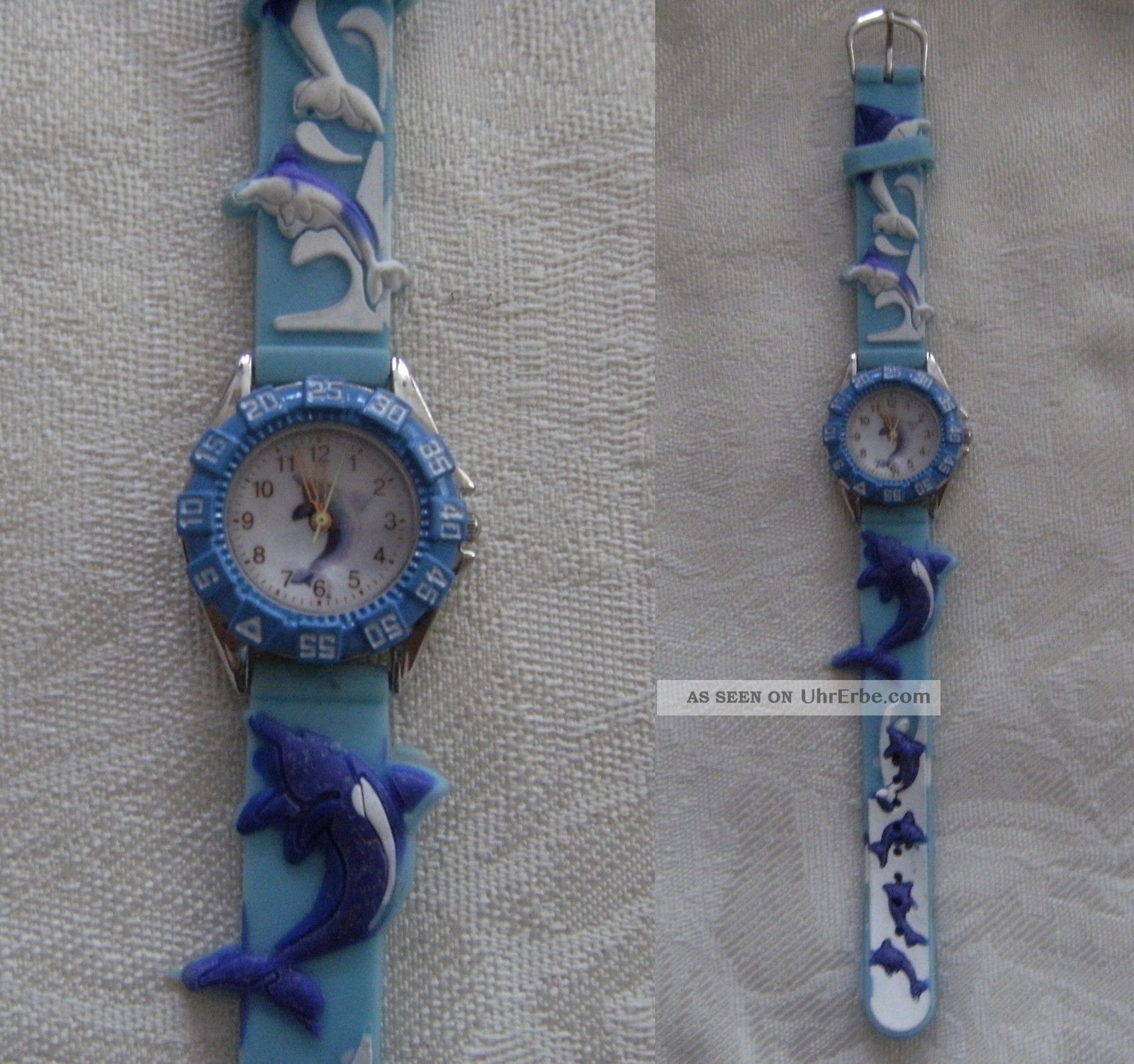 Kinderuhr Mit Delfinmotiven Aus Uhrensammlung - Ungetragen - Batterie Leer - K5 Armbanduhren Bild