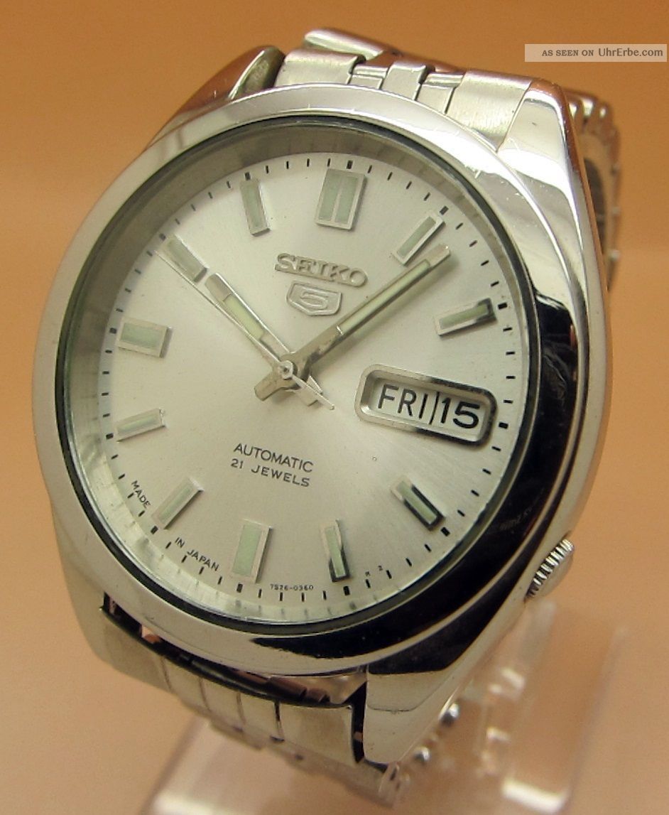 Seiko 5 Durchsichtig Automatik Uhr 7s26 - 00x0 21 Jewels Datum & Tag Armbanduhren Bild