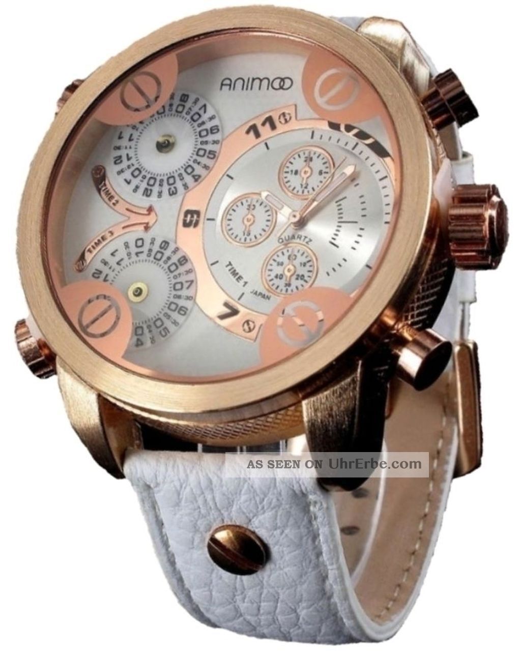 Schwere Animoo Lederband Herrenuhr Tribletimer Xxxl Quartz Armbanduhren Bild
