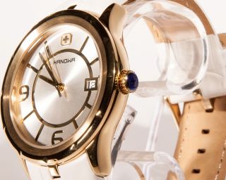 Swiss Military Hanowa Herren Uhr Lederband 16 - 4030 Weiß Gold 1 Bild
