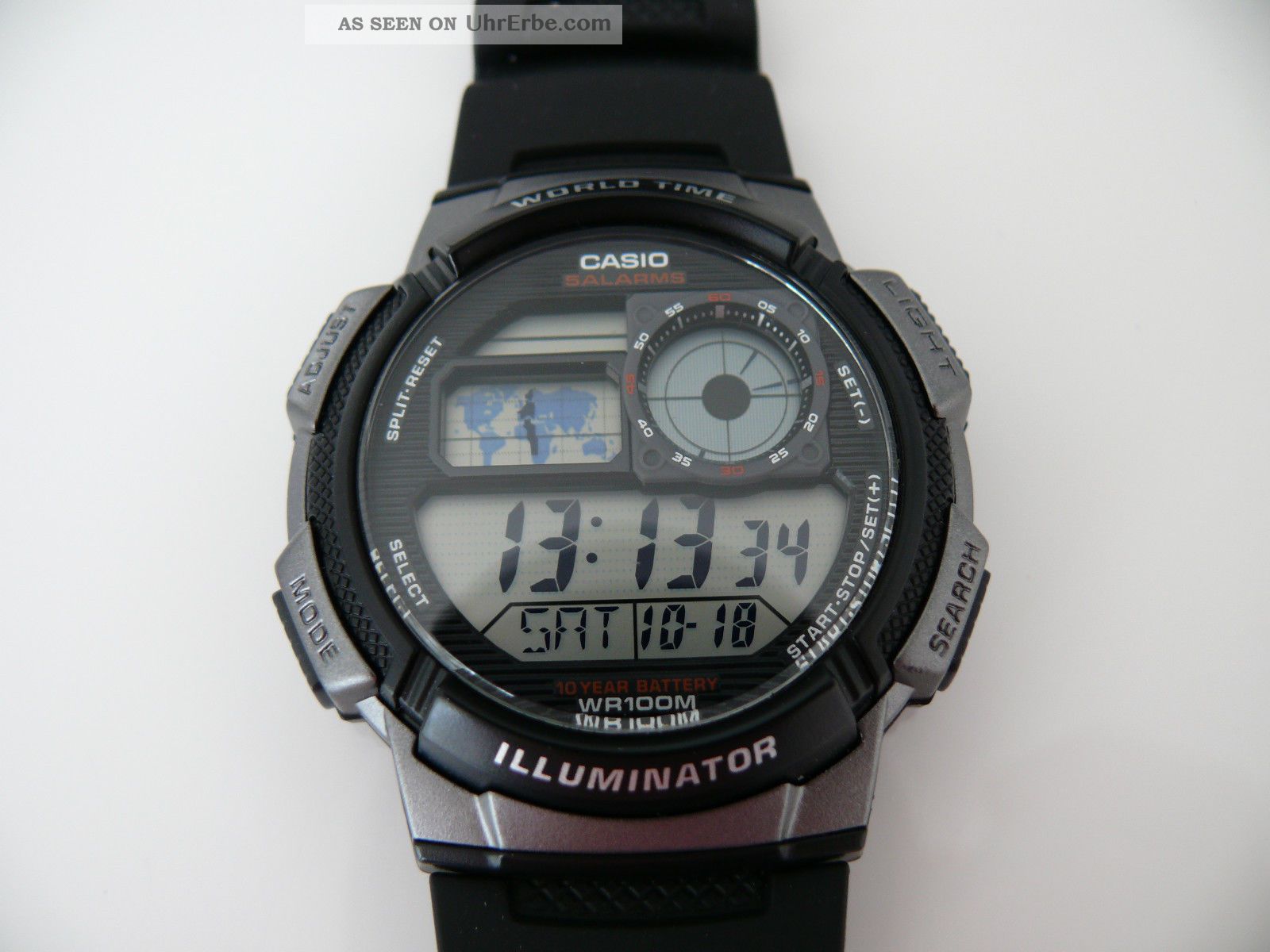 Casio Ae 1000w 3198 World Time Led Herren Armbanduhr Watch 10 Atm Watch