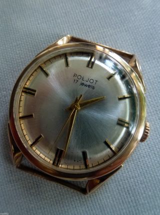 Poljot Ussr Cccp Wristwatch,  14k Real Goldcase (. 538 Sovjet Goldstamp) Very Rare Bild