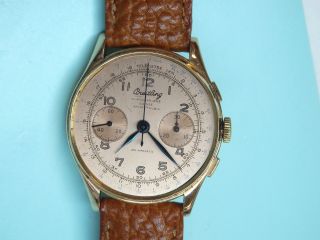 18k 750 Gold.  Breitling Chronomat Chronograph Uhr Landeron Werk Bild