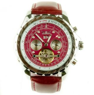 Jaragar Herrenuhr Model Mechanisch Leder Armband Uhr Selten Bordeaux Bild