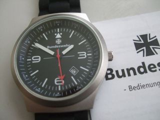 Bund Bundeswehr Bw - Uhr Military Edelstahl Datum 43 Mm Durchmesser Bild