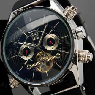 D Herrenuhr Automatik Gummi Armband Uhr Schwarz (top Uhr) Jaragar Elegant Bild