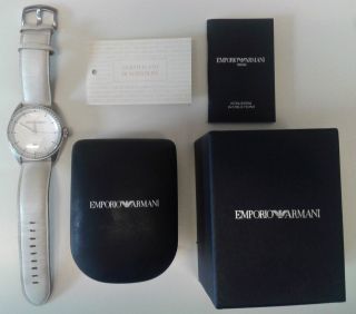 Emporio Armani Uhr Armbanduhr Weiß Leder Fast Wie Bild