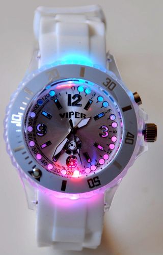Blinkende Led Uhr Damen Herren Trend Silikon Armbanduhr Leucht Blink Uhren Weiß Bild