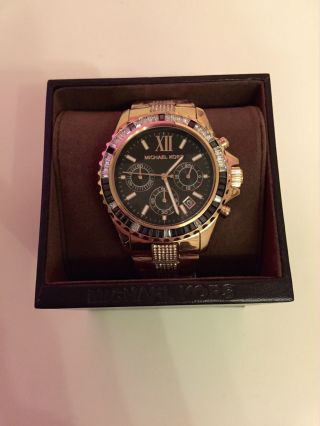 Wow Michael Kors Mk5875 Everest Damen Uhr Chronograph Rosè Gold / Schwarz Bild