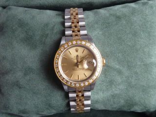 Rolex 69173 Originale Papiere Und Box Lady Date Just Stahl Gold Saphirglas Bild