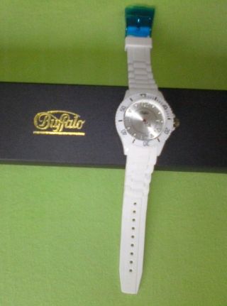 Buffalo Damen Armbanduhr Uhr Silikonband Weiss Wasserdicht Weihnachtsgeschenk Bild