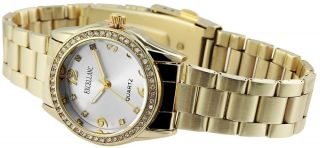 Excellanc Quartz Gold Farbene Strass Armbanduhr Damenuhr Mit Faltschließe Bild