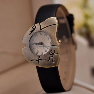 Retro Fishbone Zifferblatt - Design Quarz - Mädchen - Horoskop - Armbanduhr Frauen Bild