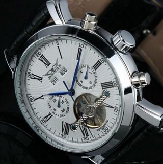 Elegante Herrenuhr Automatik Uhr Leder Vollkalender A540 Bild