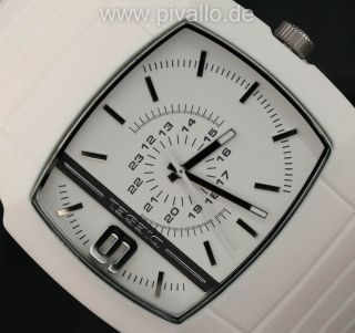 Diesel Herrenuhr / Herren Sport Uhr Silikon Weiß Silber Leicht Dz1321 Bild
