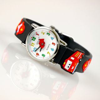 Kinder Vive Lernuhr Armband Uhr Silikon Watch Analog Schwarz Auto Car 77 Bild