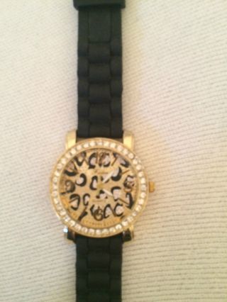 Uhr Armbanduhr Schwarz / Gold / Leoprint Bild