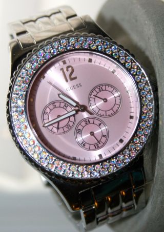 Guess Quarzuhr W11502l1 Ladies Bracelet Watch Stahl Pink Wie Bild