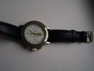 Herren Armbanduhr Poljot Interpol 1995 Chronograph Schwarzes Lederarmband Bild