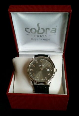 Cobra Paris Quartz Uhr Co657 / Lederarmband / Made In France / Ovp / Edel / Bild