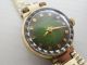 Ältere Russische Tschaika Armband Uhr Aufzugsuhr Grün - Gold Armbanduhren Bild 3
