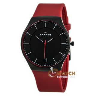 Herren Armbanduhr Skagen Balder Aktiv Schwarz Rotes Silikonband Titanium Skw6073 Bild