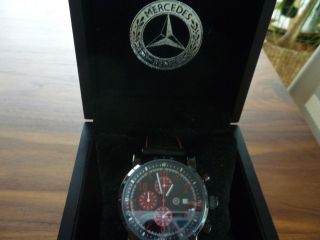 Mercedes Benz Uhr - - Chronograph - Herrenuhr - Lederarmband Schwarz Bild